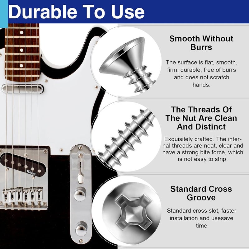 Usdrwam 2.5mm Electric Guitar Bass Pickguard Screws, for Fender Telecaster, Stratocaster, Jazzmaster, and Gibson Les Paul, SG, 100 Pcs - Image 4